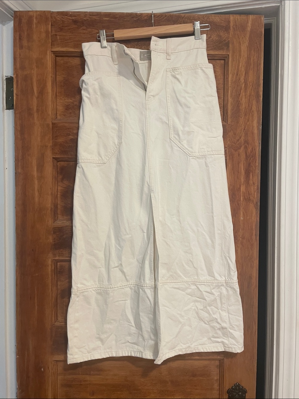 Everlane Gardner skirt in white maxi denim skirt size 26